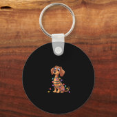 Christmas Dachshund Lights (2) Schlüsselanhänger (Vorderseite)
