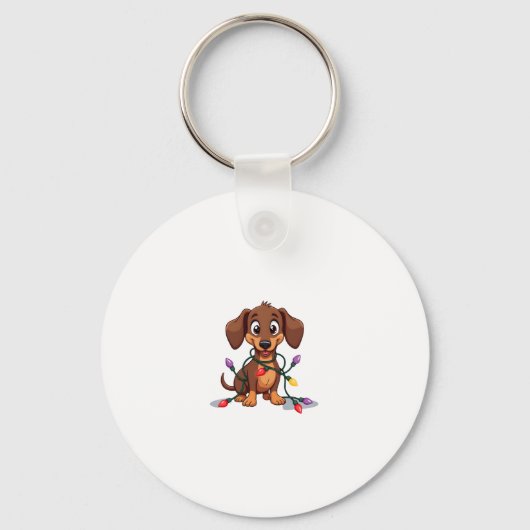 Christmas Dachshund Lights (2) Schlüsselanhänger (Vorderseite)