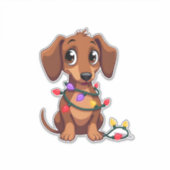 Christmas Dachshund Lights (3) Aufkleber (Vorderseite)