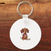 Christmas Dachshund Lights (3) Schlüsselanhänger (Vorderseite)