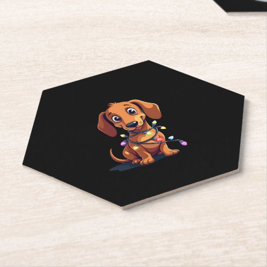 Christmas Dachshund Lights (3) Untersetzer (angewinkelt)