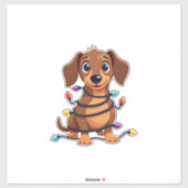 Christmas Dachshund Lights Aufkleber (Blatt)