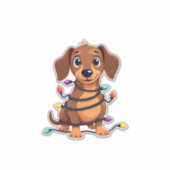 Christmas Dachshund Lights Aufkleber (Vorderseite)
