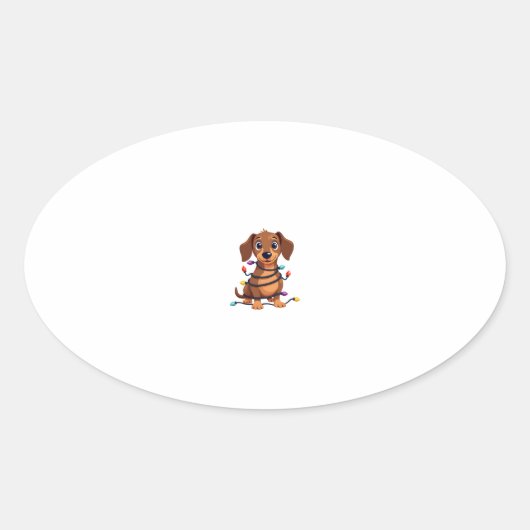 Christmas Dachshund Lights Ovaler Aufkleber (Vorderseite)