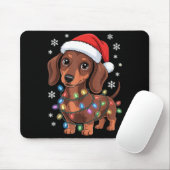 Christmas Dachshund Lights Santa Hat Holiday Dog L Mousepad (Mit Mouse)