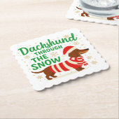 Christmas Dachshund Paper Coaster Untersetzer (angewinkelt)
