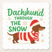 Christmas Dachshund Paper Coaster Untersetzer (Vorderseite)