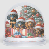 CHRISTMAS DACHSHUND PUPPIES SNOW GLOBE SCHNEEKUGELN (Vorderseite)