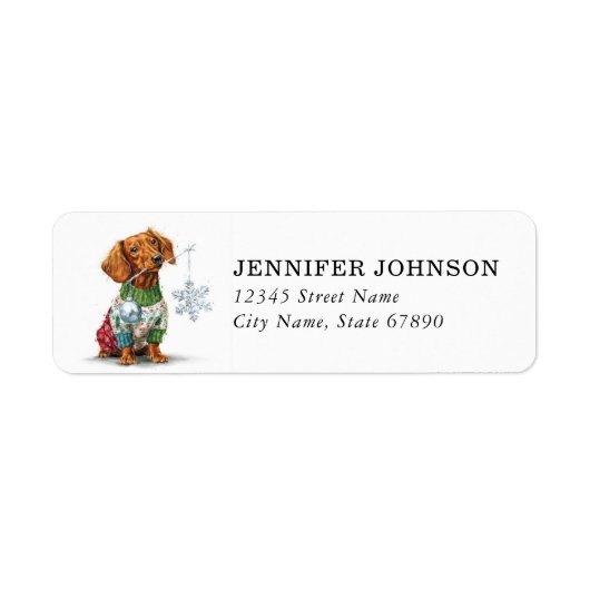 Christmas Dachshund Return Address Labels (Vorne)