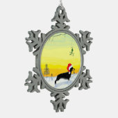 christmas dachshund schneeflocken Zinn-Ornament (Links)