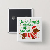 Christmas Dachshund Square Button (Vorne & Hinten)