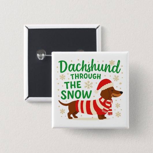 Christmas Dachshund Square Button (Vorne & Hinten)