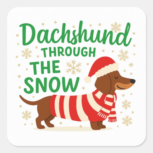 Christmas Dachshund Square Sticker (Vorderseite)