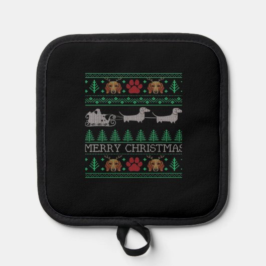 Christmas Dachshund Wiener Dog Dachshund Ugly Chri Topflappen (Vorderseite)