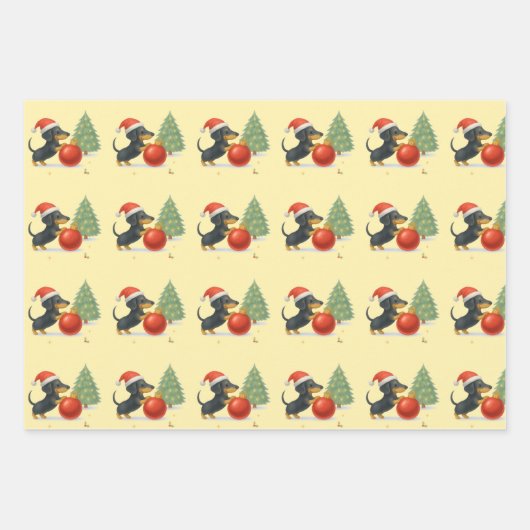 Christmas Dachshunds Wrapping Paper Set of 3 Geschenkpapier Set (Vorderseite 3)