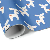 Christmas Dala Horse Minimal Retro Bold Blue Geschenkpapier (Rolleneckpunkt)