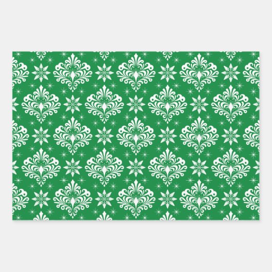 Christmas Damask Pattern on Custom Background Geschenkpapier Set (Vorderseite 3)