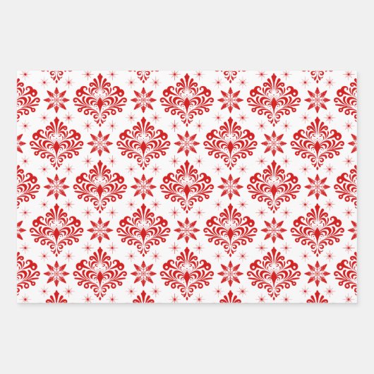 Christmas Damask Pattern on Custom Background Geschenkpapier Set (Vorderseite 2)