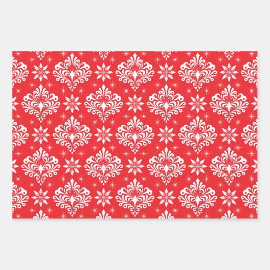 Christmas Damask Pattern on Custom Background Geschenkpapier Set (Vorderseite)