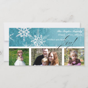 Christmas Damask Snowflake - Aquamarin Ocean Blue Feiertagskarte