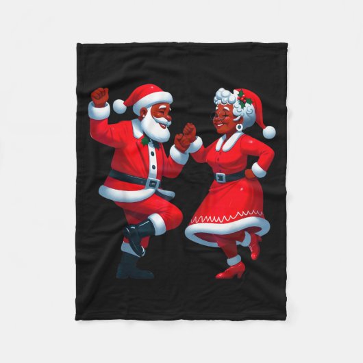 Christmas Dancing Black African American Santa Mrs Fleecedecke (Vorderseite)