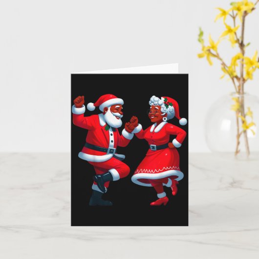 Christmas Dancing Black African American Santa Mrs Karte (Gelbe Blume)