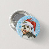Christmas Dandie Dinmont Terrier Button (Vorne & Hinten)