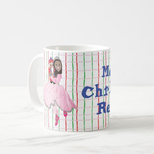 Christmas Dark Hairs Ballerina Nutcracker Kaffeetasse (Vorderseite Links)