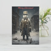 Christmas Dark Snowman Feiertagskarte (Stehend Vorderseite)