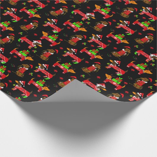 Christmas Daschunds Geschenkpapier (Ecke)