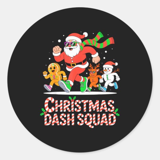 Christmas Dash Squad Running Runner Marathon Team Runder Aufkleber (Vorderseite)