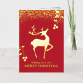 Christmas dashing reindeer red gold simple custom (Vorderseite)