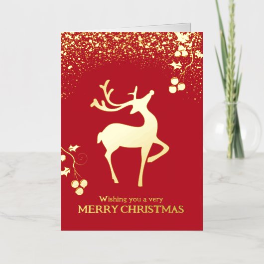Christmas dashing reindeer red gold simple custom (Vorderseite)