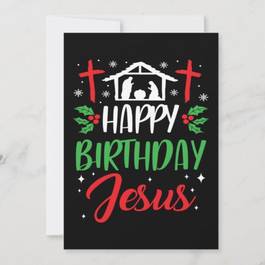 Christmas Day Happy Birthday Jesus Holiday Gift Einladung (Vorderseite)