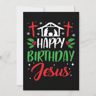 Christmas Day Happy Birthday Jesus Holiday Gift Einladung