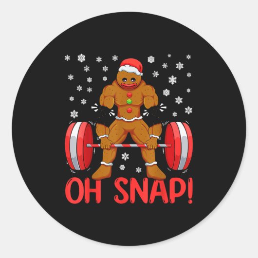 Christmas Deadlifts Workout Oh Snap Gingerbread Ma Runder Aufkleber (Vorderseite)
