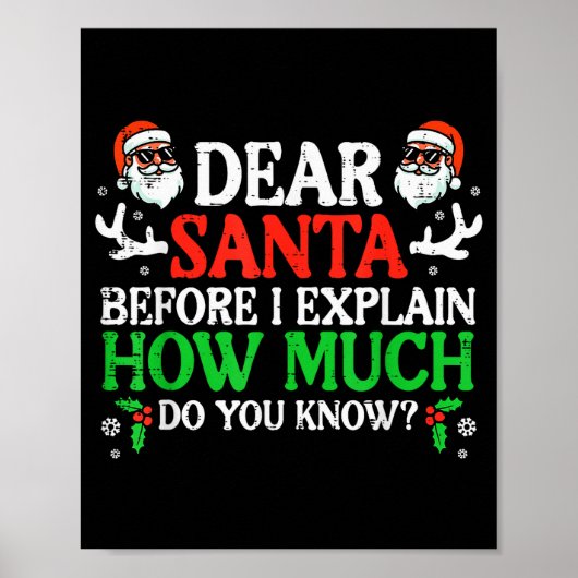 Christmas Dear Santa How Much Do You Know Xmas Wom Poster (Vorne)