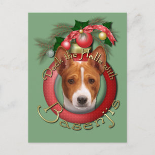 Christmas - Deck the Halls - Basenjis Feiertagspostkarte