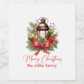 Christmas Decorated Lantern Merry Christmas Weinetikett (Einzelnes Label)