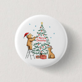 Christmas deer and bear button
