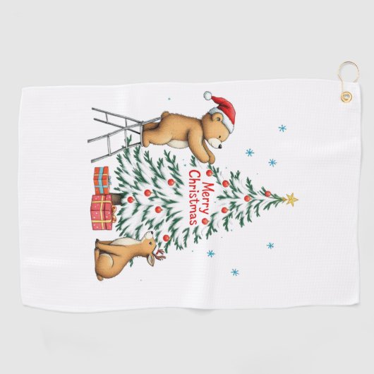 Christmas deer and bear golfhandtuch (Horizontal)