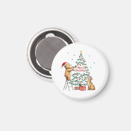 Christmas deer and bear magnet (Vorderseite/Rückseite)
