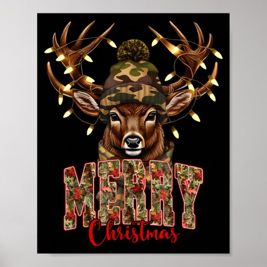 Christmas Deer Camouflage Hunting Camo Reindeer &a Poster (Vorne)