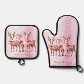 Christmas Deer Holiday Ofenhandschuh & Topflappen-Set (Vorderseite)