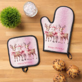 Christmas Deer Holiday Ofenhandschuh & Topflappen-Set (Oben Unten)
