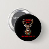 Christmas Deer Hunting Dashing Through Snow Jingle Button (Vorne & Hinten)