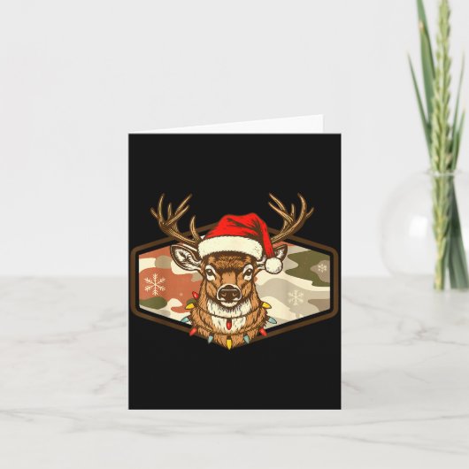 Christmas Deer Hunting Old School Camo, Xmas Hunti Karte (Vorderseite)