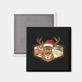 Christmas Deer Hunting Old School Camo, Xmas Hunti Magnet (Vorderseite/Rückseite)