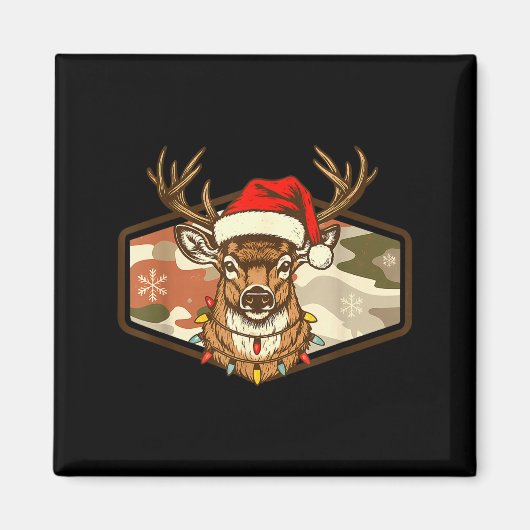 Christmas Deer Hunting Old School Camo, Xmas Hunti Magnet (Vorne)