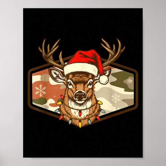 Christmas Deer Hunting Old School Camo, Xmas Hunti Poster (Vorne)